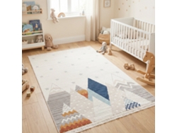 Rugura - Alfombra Infantil Habitación 120x170cm Niña Niño Con Nubes, Estrellas, Arcoiris, Animales Y Montañas