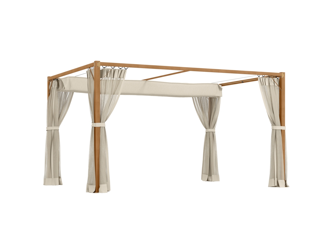 Pérgola de jardín de 4x3 m, pérgola exterior con techo retráctil y mosquiteras laterales para terraza/patio natural, PMM CAPITALI