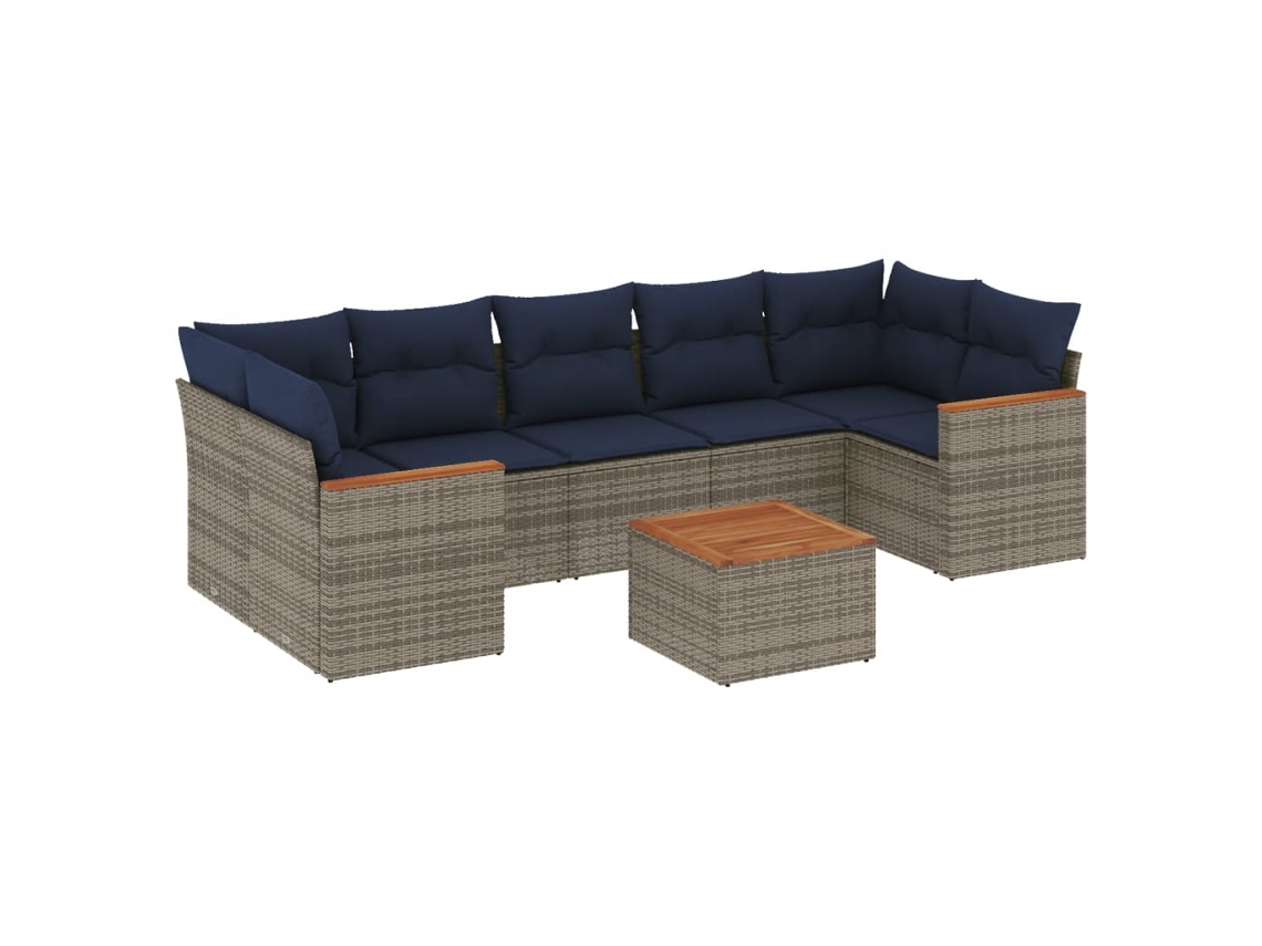 Maison Exclusive - Conjunto De Sofá De Jardín De 8 Piezas Con Cojines, Poliratán Gris
