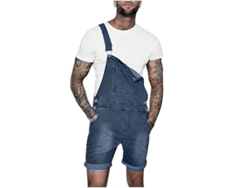 Pantalones Vaqueros Cortos Informales Para Hombre Con Bolsillo En El Pecho, Pierna Recta Y Tirantes - B
