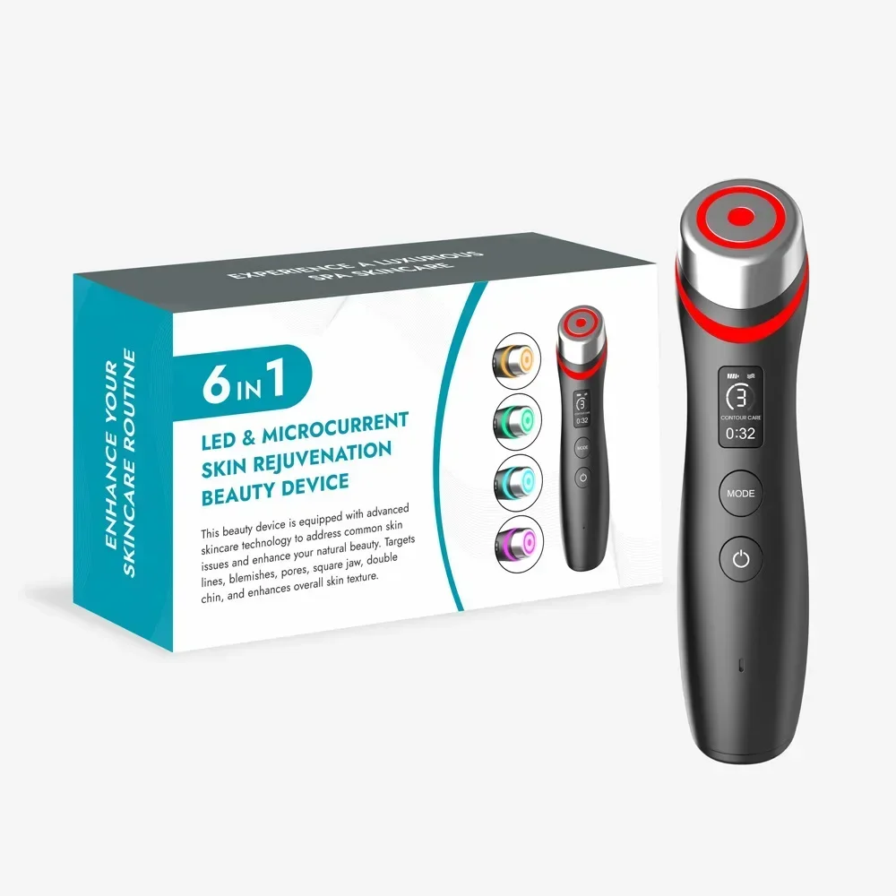Dispositivo de terapia de luz LED facial, barra de belleza ocular de 5 colores, masajeador ocular de luz roja MDUG (negro)