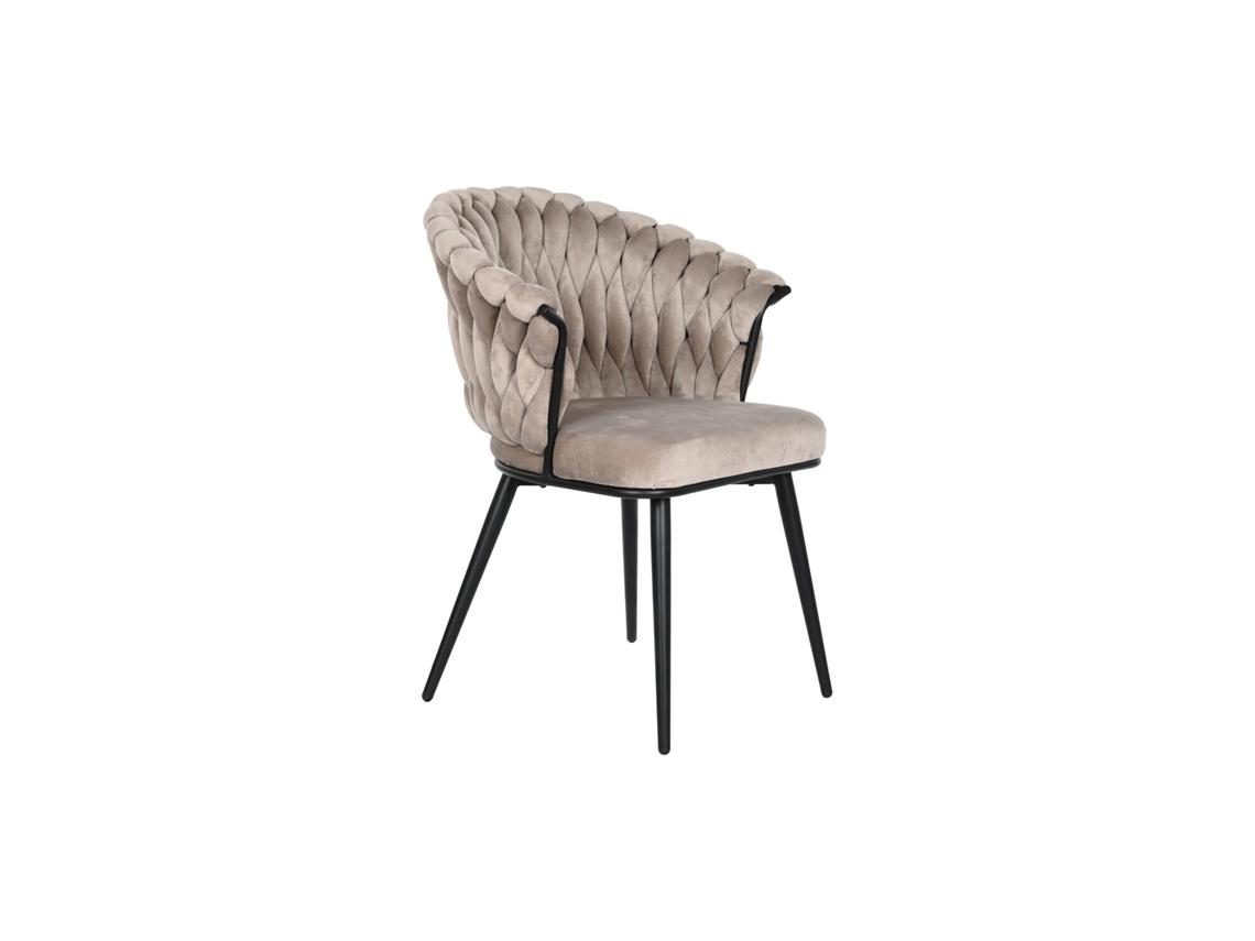 Silla metálica beige con tapicería de poliéster (60x66x84cm) ALEXANDRA HOUSE LIVING