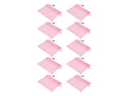 10 Bolsas De Malla Con Cremallera De Doble Capa, Tamaño A5, Impermeables, De Nailon, Con Cremallera, Color Rosa, Para Cosméticos, Juegos, Maquillaje