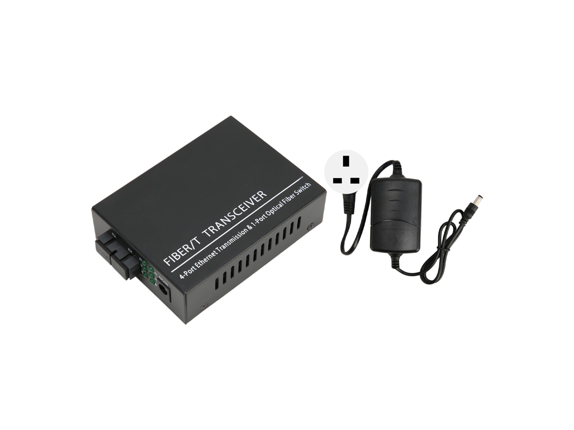 Conversor De Mídia Fibra Ôptica Tx1310nm Modo Único 100mbps 25km Porta Rj45 Plug Uk 100-240v