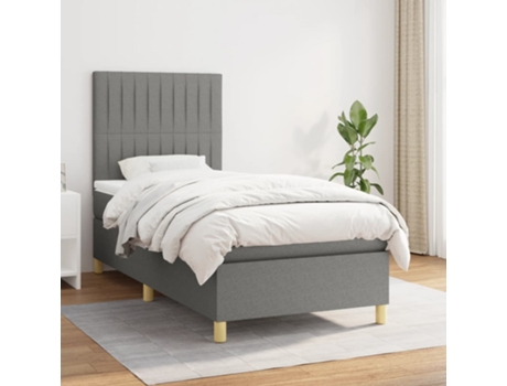 Cama con somier VIDAXL (Gris - Tela - 203 x 90 x 128 cm)