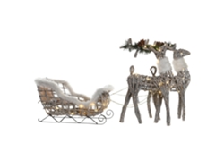 Set 3 Decoración Led Mimbre Blanco 60x30x37cm