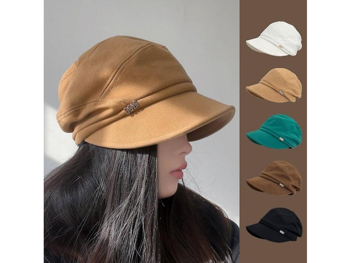 2026-gorro Beret Mujer Invierno Algodón Lana Suave Calientito Gorro Casual Pintora Koa Caqui