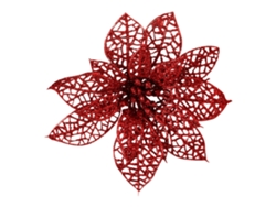 Adornos navideños de plástico Flor navideña 8cm Accesorios para coronas navideñas