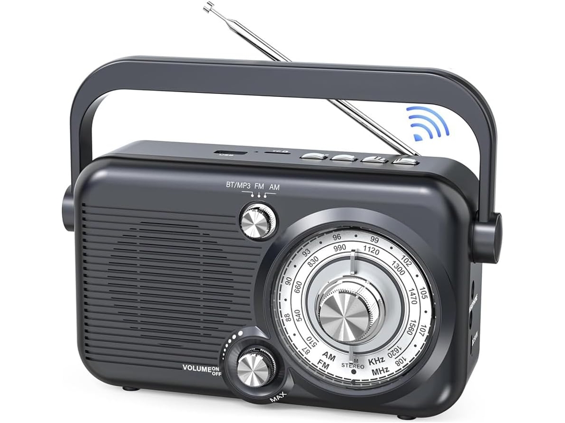 Radio Portátil Am/fm Con Bluetooth, Altavoz Y Batería De 1200 W.
