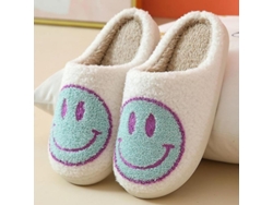 2026-zapatillas De Casa Mujer Con Peluche Carita Sonriente Suelas Antideslizantes Suaves Talla Asiática 39-40 Verde