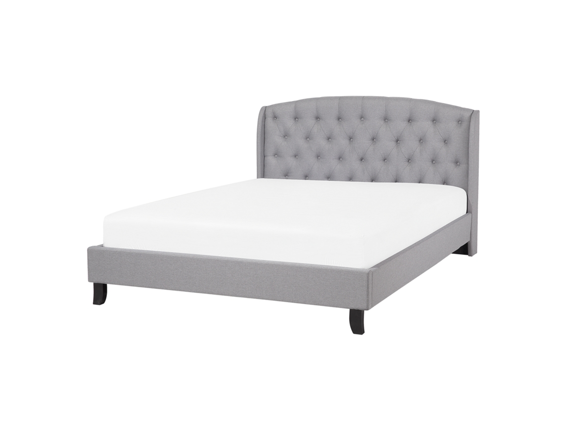 Cama con somier BELIANI Bordeaux de Poliéster Gris 149x221x106