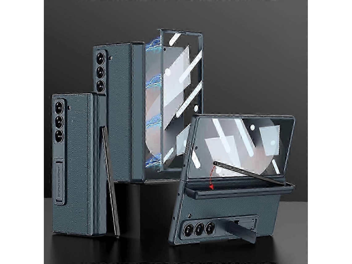 25-26 For Samsung Galaxy Z Fold 6 Case With Magnetic Hinge Protection Hidden S-pen Slot, Built-in Front Screen Kicstand Protective Case