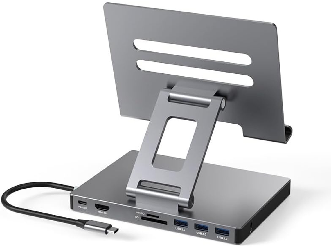 Estación de acoplamiento USB C para iPad Pro, adaptador para iPad Pro M4 M2 M1 de 13, 12,9 y 11 pulgadas, estación de acoplamiento para iPad Air Ikikso (gris)