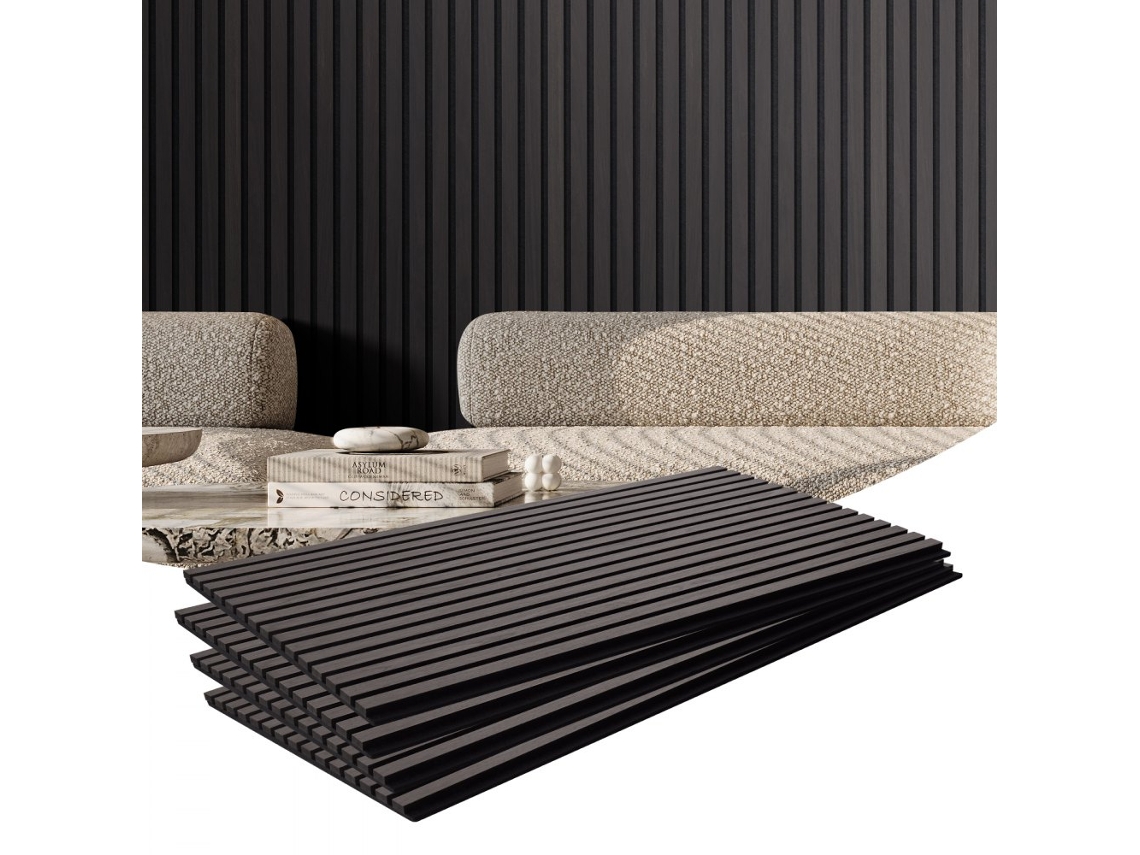 Paneles acústicos modernos de MDF negro de 1200 x 600 mm con absorción acústica Tekmaquinas