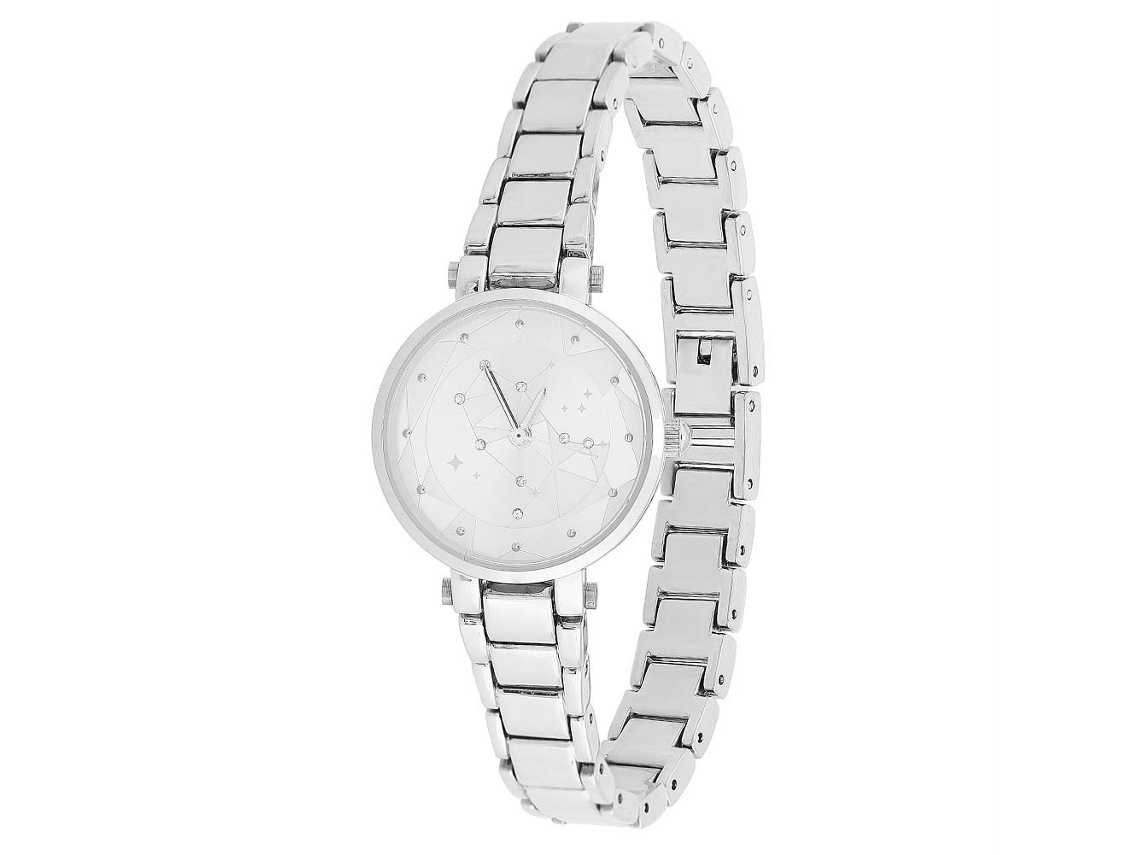 Reloj De Cuarzo De Moda Para Mujer Con Diamantes De Imitación Y Brazalete De Aleación De Plata.
