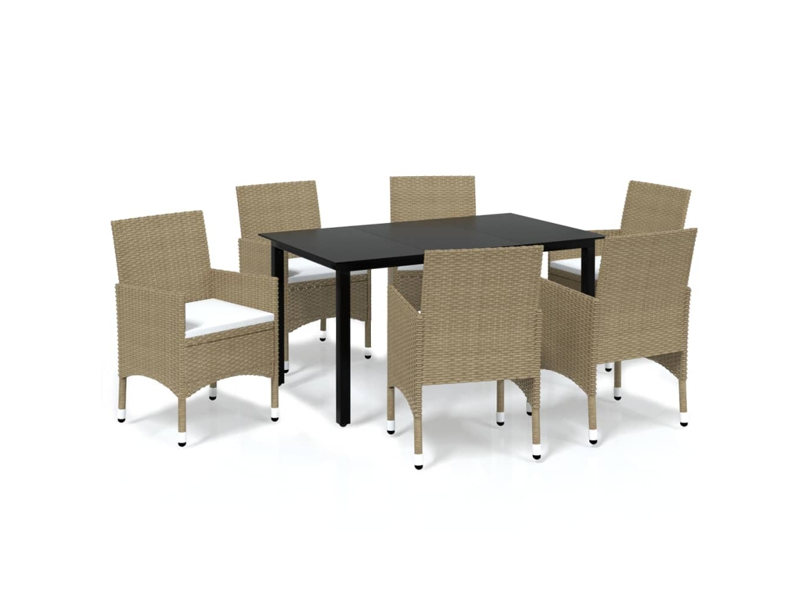 Maison Exclusive - Set Comedor De Jardín 7 Pzas Con Cojines Ratán Sintético Beige