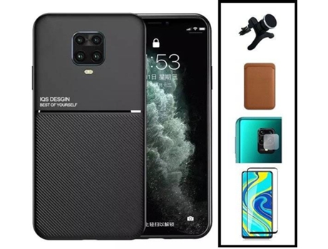 Kit Funda Magnetic Lux, Magnetic Wallet Márron, 5D Full Cover, Protector de Cámara Trasera y Soporte Magnético de Coche Reforzado Xiaomi Redmi Note...