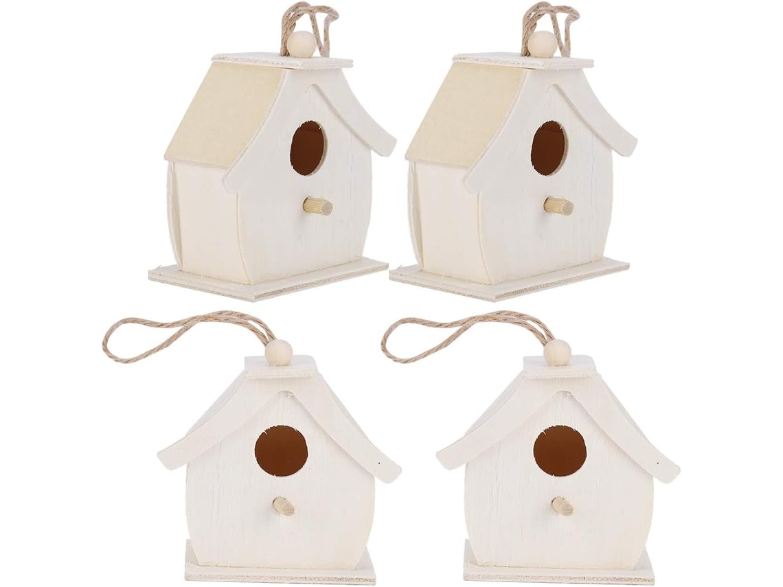 4 Mini Casitas De Pájaros De Madera, Casitas De Pájaros Sin Terminar Para Pintar Y Decorar (diy).