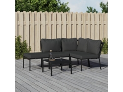 Pcs Conjunto Lounge De Jardim Aço C/ Almofadões Cinzentos Dkd Home Decor