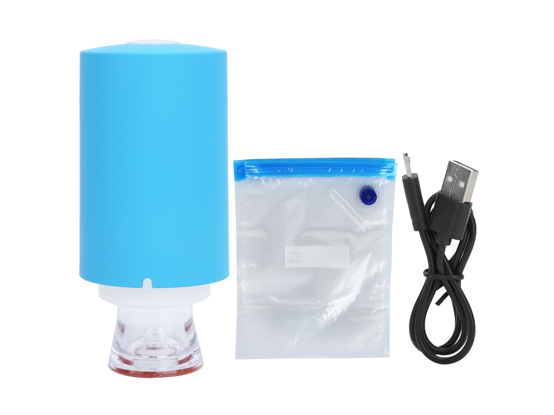 Sellador al vacío eléctrico portátil con bomba recargable por USB para almacenar alimentos y secar ropa en casa.