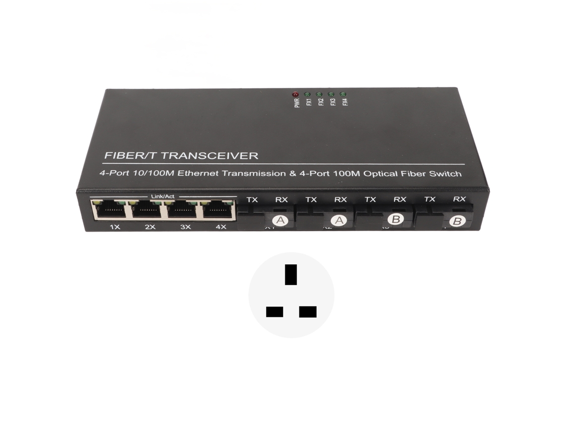 Conmutador De Fibra Sfp De 8 Puertos 10/100m Adaptable, Led, Ethernet Óptico, Plug And Play, Enchufe Británico