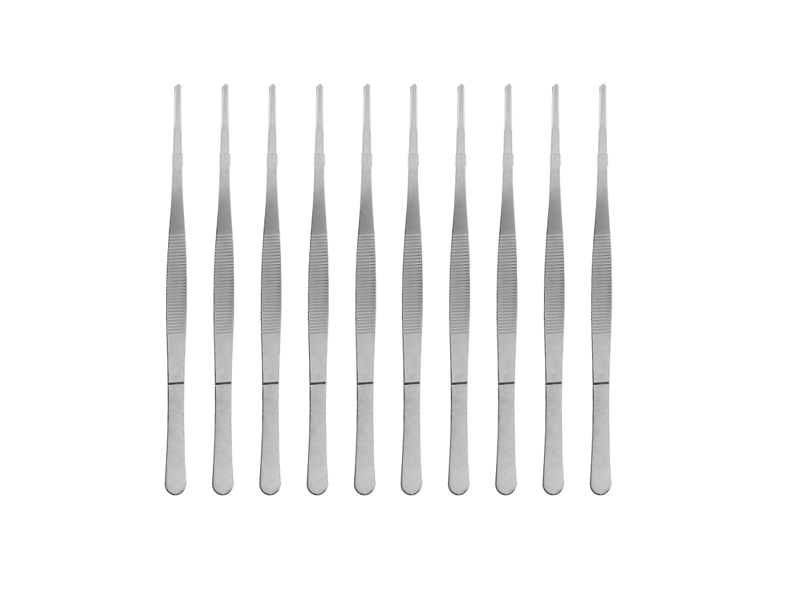 Paquete de 10 pinzas multiusos de acero inoxidable para alimentos, pinzas rectas de 25 cm de largo