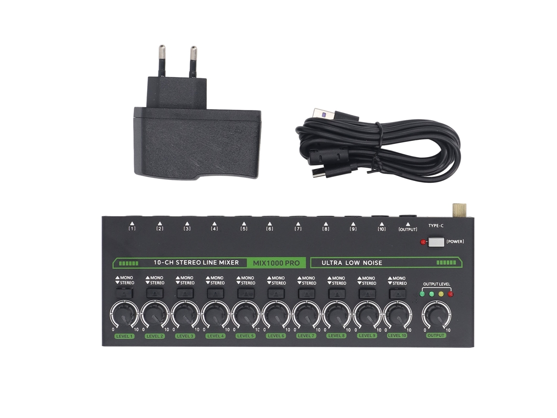 Mezclador Mono Estéreo De 10 Canales Con Iluminación Rgb, Bajo Nivel De Ruido, Para Guitarra, Teclado, Batería, Escenario, Enchufe Europeo, 100-240 V.