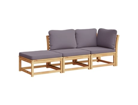 Conjunto 3 de muebles para jardín VIDAXL con cojines madera acacia