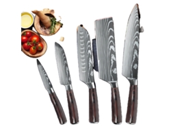 Juego de cuchillos de cocina, hojas ultra afiladas, mangos ergonómicos de madera, blanco OEM