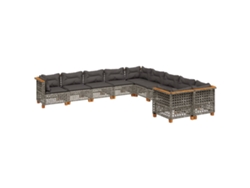 Maison Exclusive - Set De Sofás De Jardín 10 Pzas Con Cojines Ratán Sintético Gris
