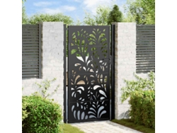 Puerta de jardín de 105 x 180 cm, diseño ondulado de acero negro Wsd337288 Lovely Home