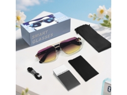Gafas inteligentes Eifson GT31, control remoto de música por voz, diseño de bisagra de resorte metálico (desvanecido a morado)