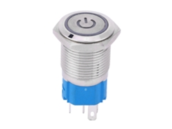 Pulsador metálico con reinicio automático, LED blanco, símbolo de encendido, 16 mm, 12 V, para coche o barco, 1 pulgada, 1 NC