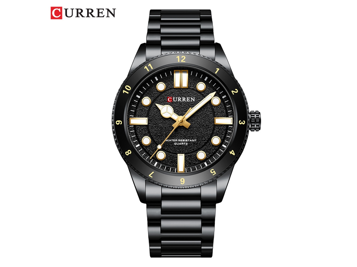 Reloj De Pulsera Luminoso De Cuarzo Resistente Al Agua Con Correa De Acero (negro), Para Hombre, Con Calendario Y Acabado Profesional.