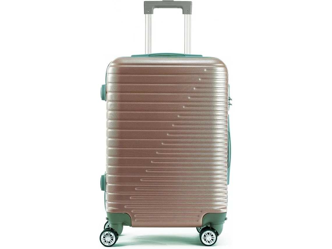 Maleta Para Cabina Equipaje De Mano Viajar En Avión Rigida Viaje 4 Ruedas 360º Giratorias Color Oro Rosa Oferta (55X35X22Cm) DED