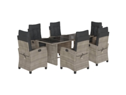 Maison Exclusive - Set Comedor Jardín 7 Pzas Y Cojines Ratán Sintético Gris