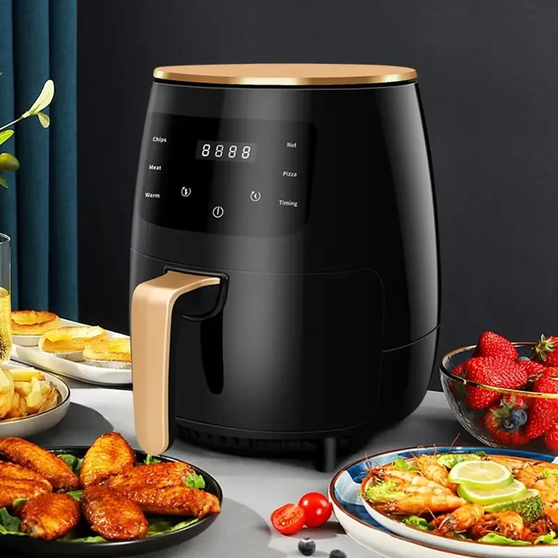 Horno/freidora eléctrica con pantalla digital, 4,5 L MDUG (negro)