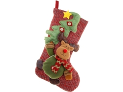 Calcetín Navideño Grande De Elk Para Colgar Con Diseños De Papá Noel, Renos Y Muñecos De Nieve.