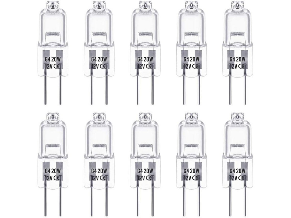 Bombilla Halógena G4 12v 20w, Transparente, Base Bipin, Paquete De 20 Unidades