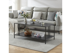 Mesa de centro Kumlinge rectangular con 1 estante metal 47 x 110 x 55 cm Negro [EN.CASA]