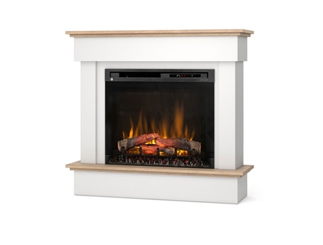 Chimenea LED eléctrica independiente TORMES 28' Blanco mate / Roble claro 111,5 x 102 x 33,5 OUTINFIRE