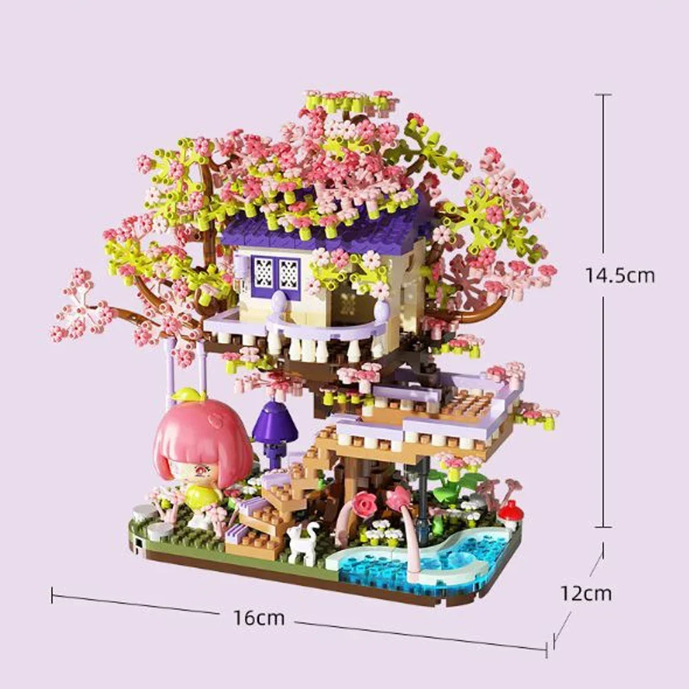 Juguete De Bloque De Construcción En Miniatura Con Forma De Árbol De Cerezo En Flor, Regalo Perfecto, Disponible En Varios Estilos.
