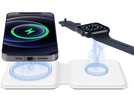 Cargador Sem Qi Fast Dual Wireless Charging Pad para iPhone 12 Pro/12 YIZHOOD Piel Sintética Blanco