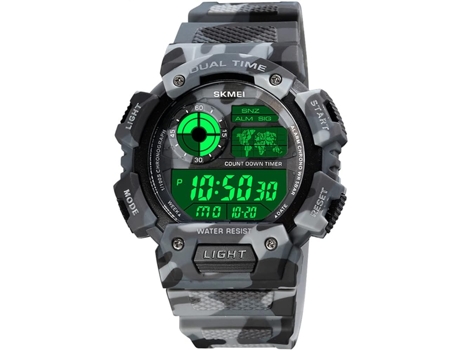VEANXIN 50M Relojes de pulsera para estudiantes con alarma crono resistente al agua-camuflaje amarillo
