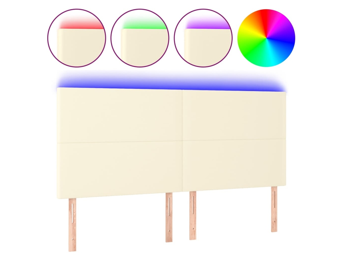 Maison Exclusive - Cabecero Con Luces Led Cuero Sintético Crema 180x5x118/128 Cm