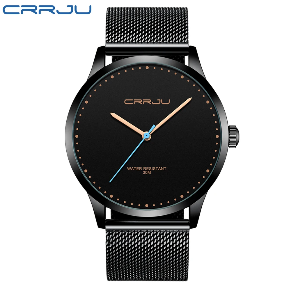 Reloj de pulsera para hombre (rosa negra), ultrafino y elegante.