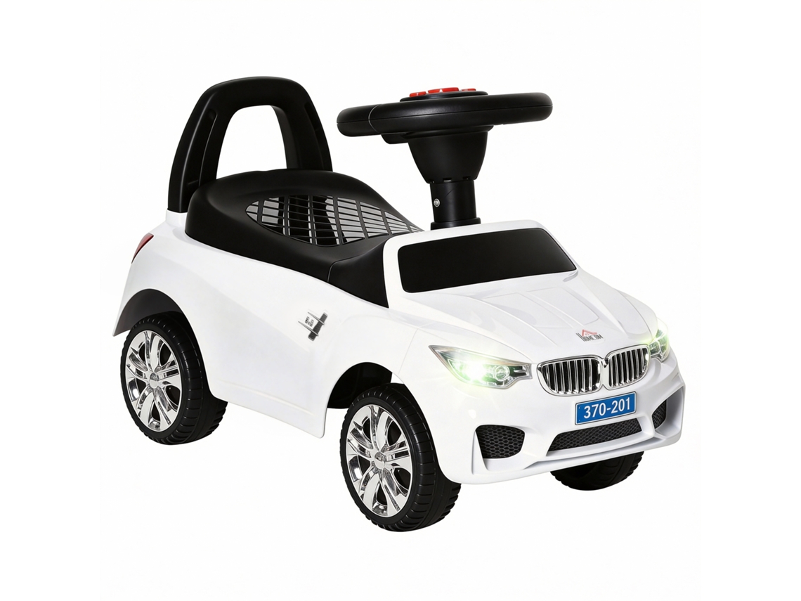 Coche De Juguete Infantil Con Volante, Faros Y Música, Para Niños De 18 A 36 Meses, Color Blanco.