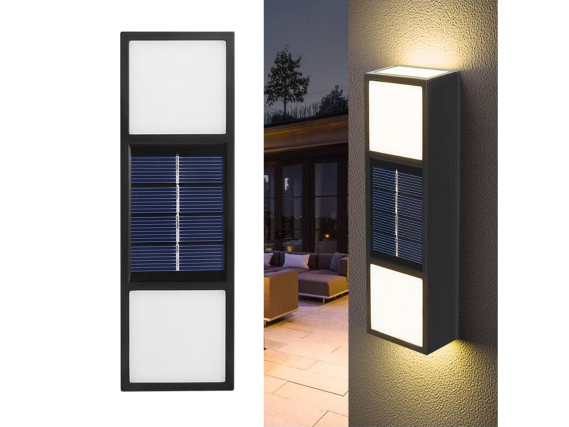 Aplique LED solar de pared para exterior, para jardín/garaje - Luz cálida
