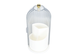 Suporte Para Pincéis De Maquiagem Com Tampa Protetora Rotativo 360 Graus Transparente Organizador De Maquiagem Para Mesa De Vanity Branco