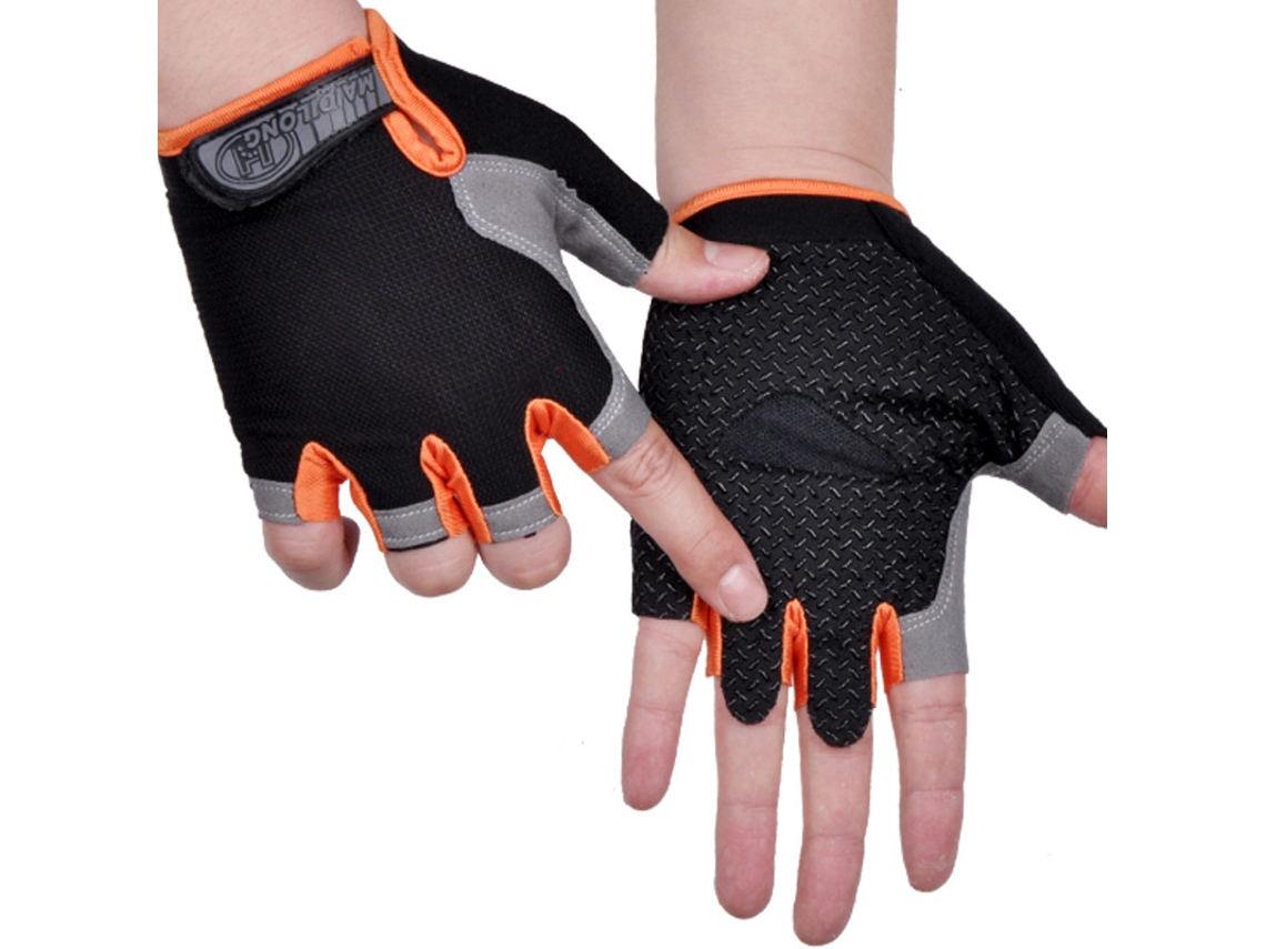 Guantes de ciclismo antideslizantes y transpirables de medio dedo para hombre MDUG (estilo estándar naranja)